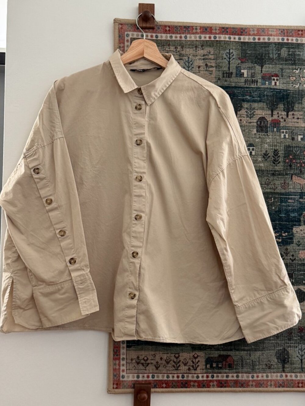 Zara Tan Casual Button-Down Shirt - XXL
